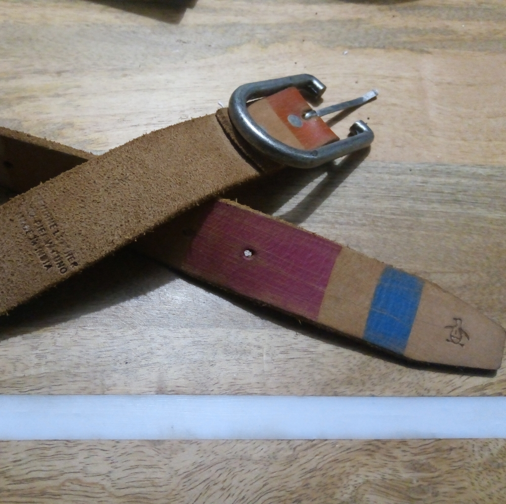 Original Penguin Striped Leather Belt NWOT - Picture 8 of 10